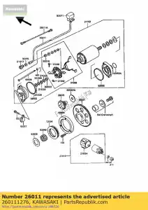 Kawasaki 260111276 fio-chumbo, motor de partida - Lado inferior