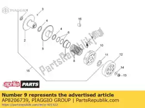 Piaggio Group AP8206739 brake shoes return spring - Bottom side