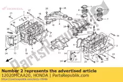 hoofd ass., l. Cilinder van Honda, met onderdeel nummer 12020MCAA20, bestel je hier online: