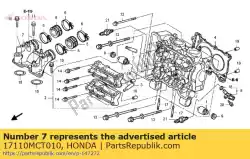 Ici, vous pouvez commander le tuyau, entrée auprès de Honda , avec le numéro de pièce 17110MCT010:
