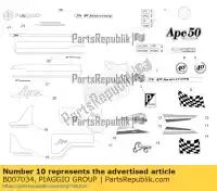 B007034, Piaggio Group, (5 ou seja) adesivo ape vin: zapc80000, motor: c000m 50 2009 2010 2011 2012 2013 2014 2015 2016 2017 2018 2019 2020 2021 2022, Novo