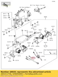 Kawasaki 260311756 harness,fog lamp - Bottom side