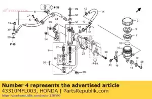 honda 43310MFL003 hose comp., rr. brake - Bottom side