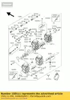 150111390, Kawasaki, carburador, derecha, exterior zx400-l7 kawasaki zxr 400 1997 1998 1999, Nuevo