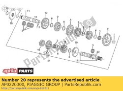 Aprilia AP0220300, Primary gear shaft z=10, OEM: Aprilia AP0220300