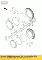 410251225, Kawasaki, velg, fr, 17xmt2.15 el250-d1 kawasaki el 250 252 1990 1991 1992 1993 1994 1996 1997 1999 2001 2003, Nieuw