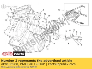 aprilia AP8106968 tampa da roda dentada. cinza - Lado superior