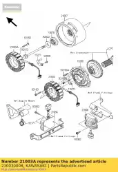 stator, buiten vn1600-a1 van Kawasaki, met onderdeel nummer 210030008, bestel je hier online: