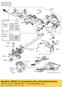 kawasaki 260311252 arnês, zx1000hbf principal - Lado inferior
