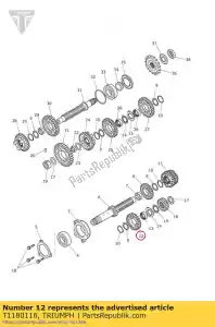 triumph T1180116 gear input 6th 23t - Bottom side