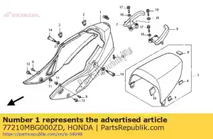 Honda 77210MBG000ZD conjunto de capucha, rr. (wl) * tipo2 - Lado inferior