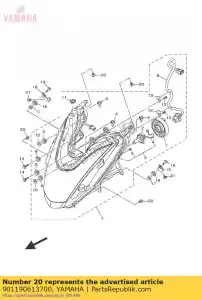 yamaha 901190613700 bolt, with washer - Bottom side