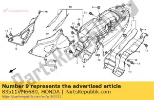 honda 83511VM6680 colar, montagem de caixa de ferramentas - Lado inferior