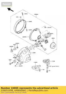 Kawasaki 230051058 body-comp-head lamp,c - Bottom side