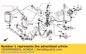 honda 19069MS8000 junta, manguera de agua - Lado inferior