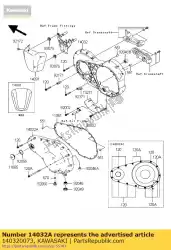 Qui puoi ordinare coperchio frizione, esterno da Kawasaki , con numero parte 140320073: