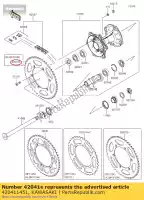 420411451, Kawasaki, piñón-cubo, 51t, al kawasaki kx  m f klx r l k kx125 kx250 kx450f klx450r kx250f klx450 kx450 kx250x kx450x 125 450 250 , Nuevo