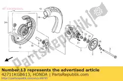 Aqui você pode pedir o pneu, rr (pardo) em Honda , com o número da peça 42711KGB613: