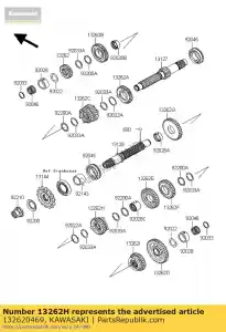 Kawasaki 132620469 engranaje, salida superior, 25t - Lado inferior