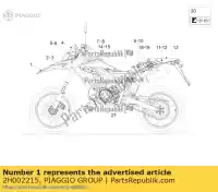 2H002215, Piaggio Group, calcomanía guardabarros delantero 