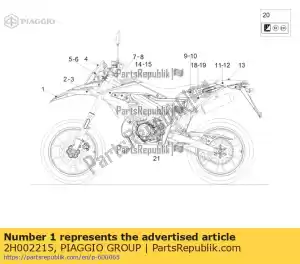 Piaggio Group 2H002215 decalque do guarda-lamas dianteiro 