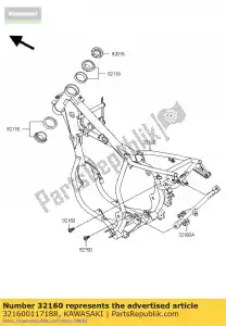 kawasaki 32160011718R frame-comp, f.s. zwart kx65aaf - Onderkant