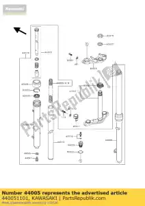 Kawasaki 440051101 horquilla izquierda del tubo exterior - Lado inferior