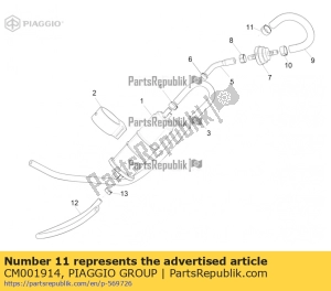 aprilia CM001914 hose clamp - Bottom side