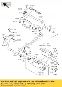 kawasaki 491070715 tubo di scarico-copertura, fr-f, kvf75 - Il fondo