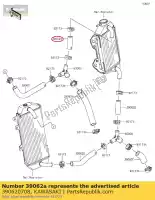 390620708, Kawasaki, hose-cooling,rad.rh upp- kawasaki kx  f kx450f kx450 450 , New