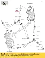 Here you can order the hose-cooling,rad. Rh upp- from Kawasaki, with part number 390620708: