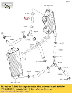 Kawasaki 390620708 hose-cooling,rad.rh upp- - Bottom side