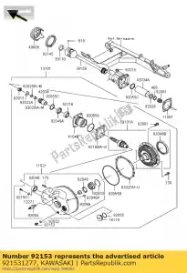 Kawasaki 921531277 bout, met flens, 8x12 - Onderkant