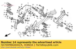 Ici, vous pouvez commander le titulaire, l. étape principale * nh295m * (nh295m argent étincelant métallisé) auprès de Honda , avec le numéro de pièce 50700MBG000ZA: