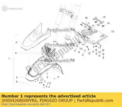 Ici, vous pouvez commander le parafango antérieur. Assem. Ver c/dec. 21 auprès de Piaggio Group , avec le numéro de pièce 2H004268000YR6: