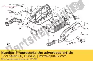 Honda 17215KRP980 conducto, filtro de aire - Lado inferior