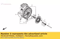 44301KY4900, Honda, Eje, fr. rueda honda nsr nsrr 125, Nuevo