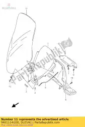 Ici, vous pouvez commander le pare-brise auprès de Suzuki , avec le numéro de pièce 9461114G00: