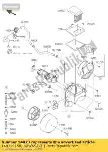 kawasaki 140730158 duto, a / c-throbo klx250s9f - Lado inferior