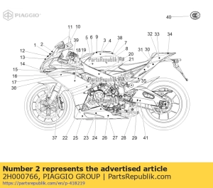 aprilia 2H000766 número da placa - Lado inferior