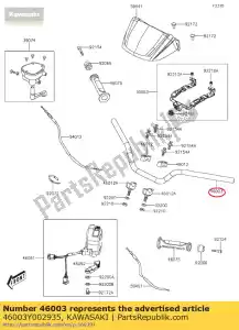 Kawasaki 46003Y002935 handvat, zwart - Onderkant