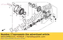 Aqui você pode pedir o conjunto de rolamentos, agulha em Honda , com o número da peça 06910MBL610: