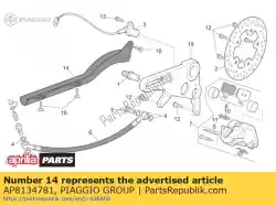 Ici, vous pouvez commander le support de flexible de frein arrière auprès de Piaggio Group , avec le numéro de pièce AP8134781: