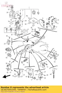 yamaha 2S3825091000 cable, cable secundario - Lado inferior