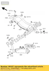 Kawasaki 491071226 tubo de escape de cobertura - Lado inferior