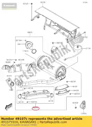 Aqui você pode pedir o 01 tampa-tubo de escape, fr, upp & lwr em Kawasaki , com o número da peça 49107Y010: