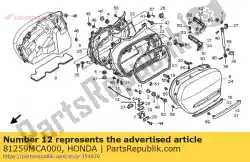 Ici, vous pouvez commander le câble, butée de sacoche auprès de Honda , avec le numéro de pièce 81259MCA000: