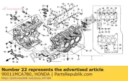 Ici, vous pouvez commander le boulon, bride, 10x197 auprès de Honda , avec le numéro de pièce 90011MCA780: