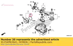 Aqui você pode pedir o o'ring, refrigerador de óleo em Honda , com o número da peça 91354MEJ641: