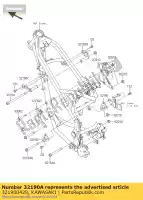 321900429, Kawasaki, beugel-motor, fr, lh klx125caf kawasaki d tracker klx 125 2010 2011 2012 2013 2015 2016, Nieuw